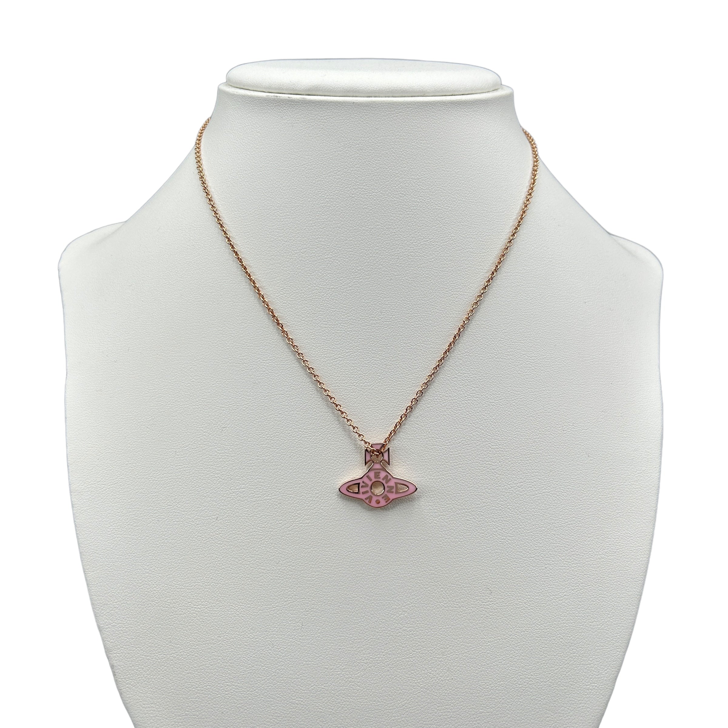 VIVIENNE WESTWOOD ROSE-GOLD PINK SPELLOUT ORB NECKLACE