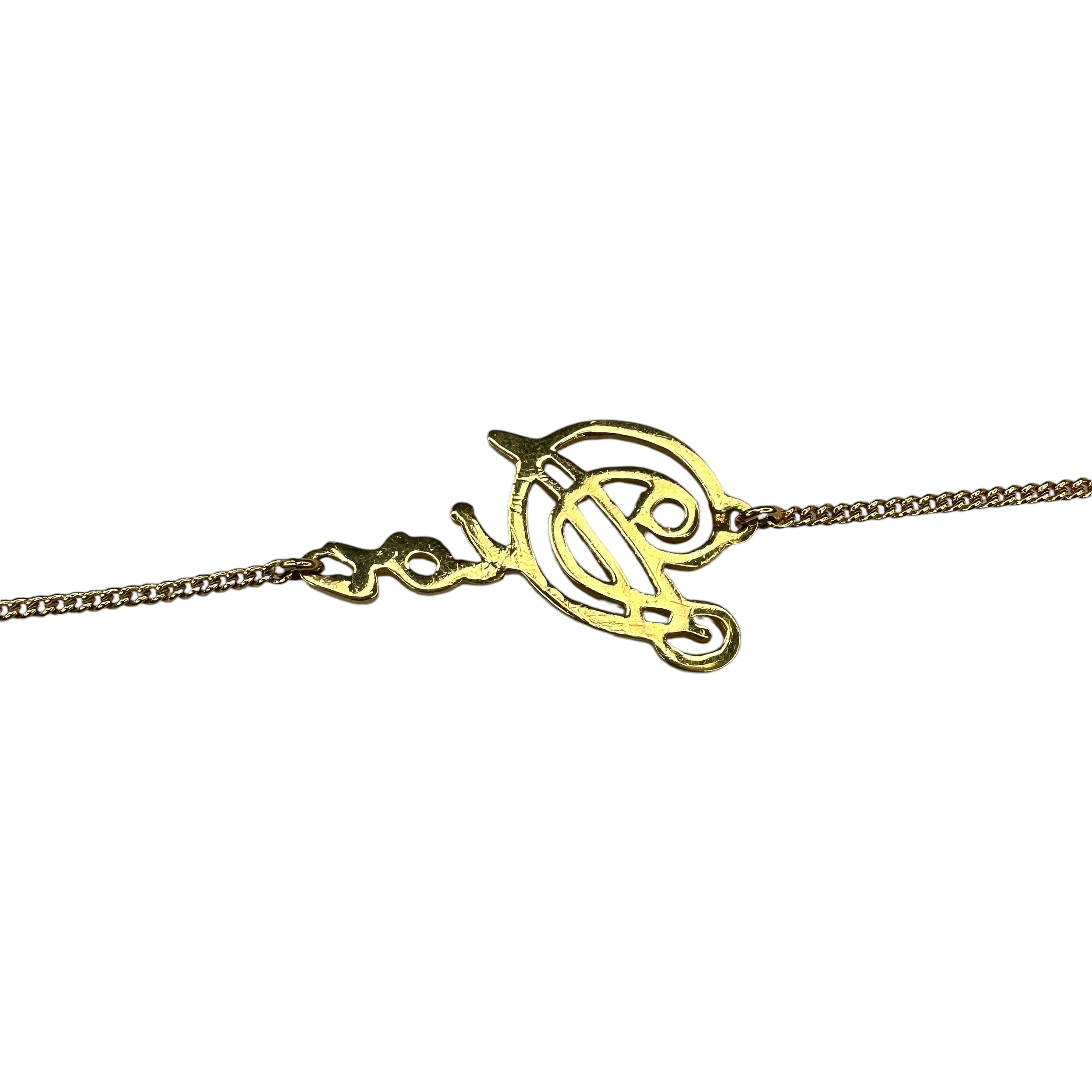 DIOR CURSIVE SPELLOUT PENDANT BRACELET - GOLD PLATED