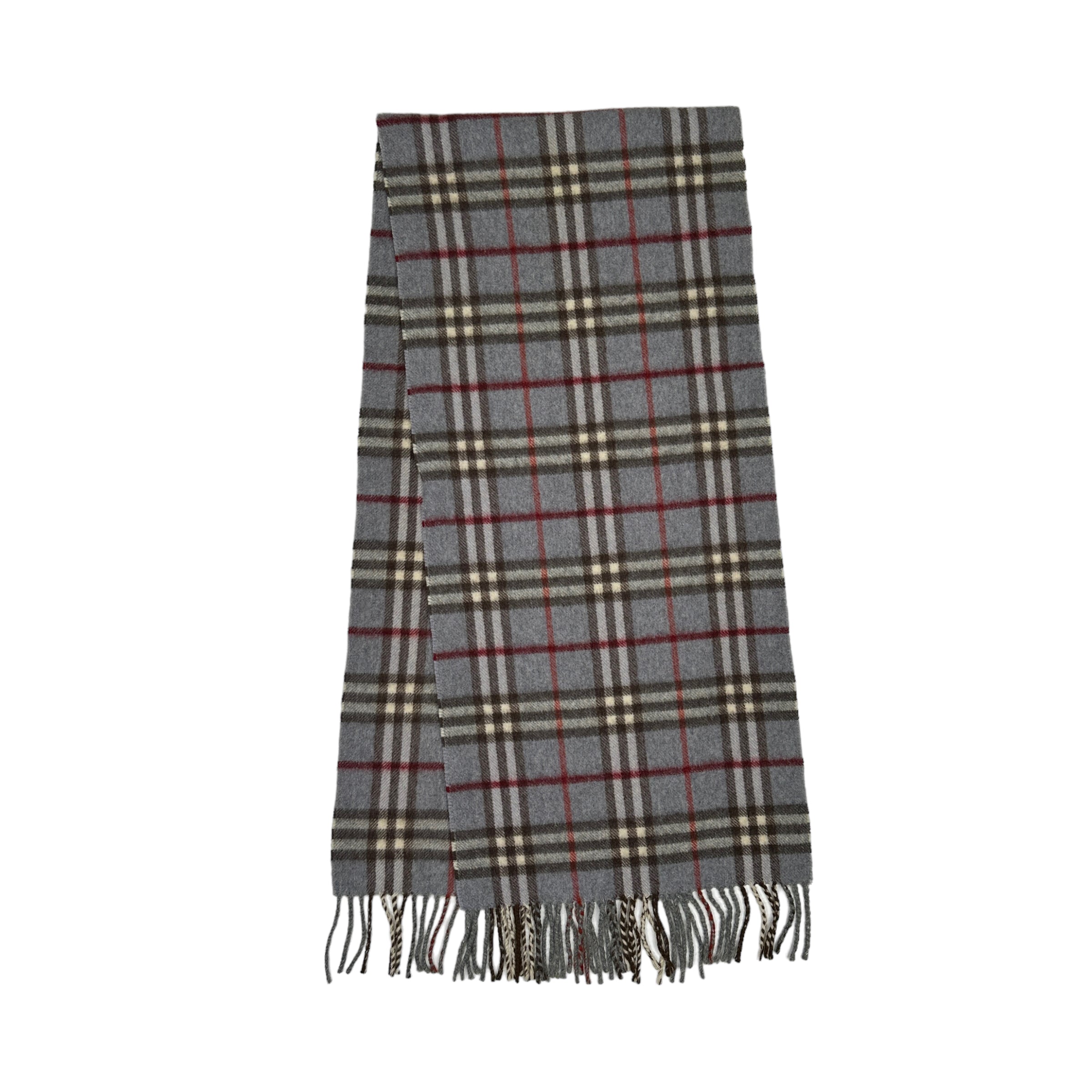 BURBERRY CASHMERE GREY CHECKERED SCARF