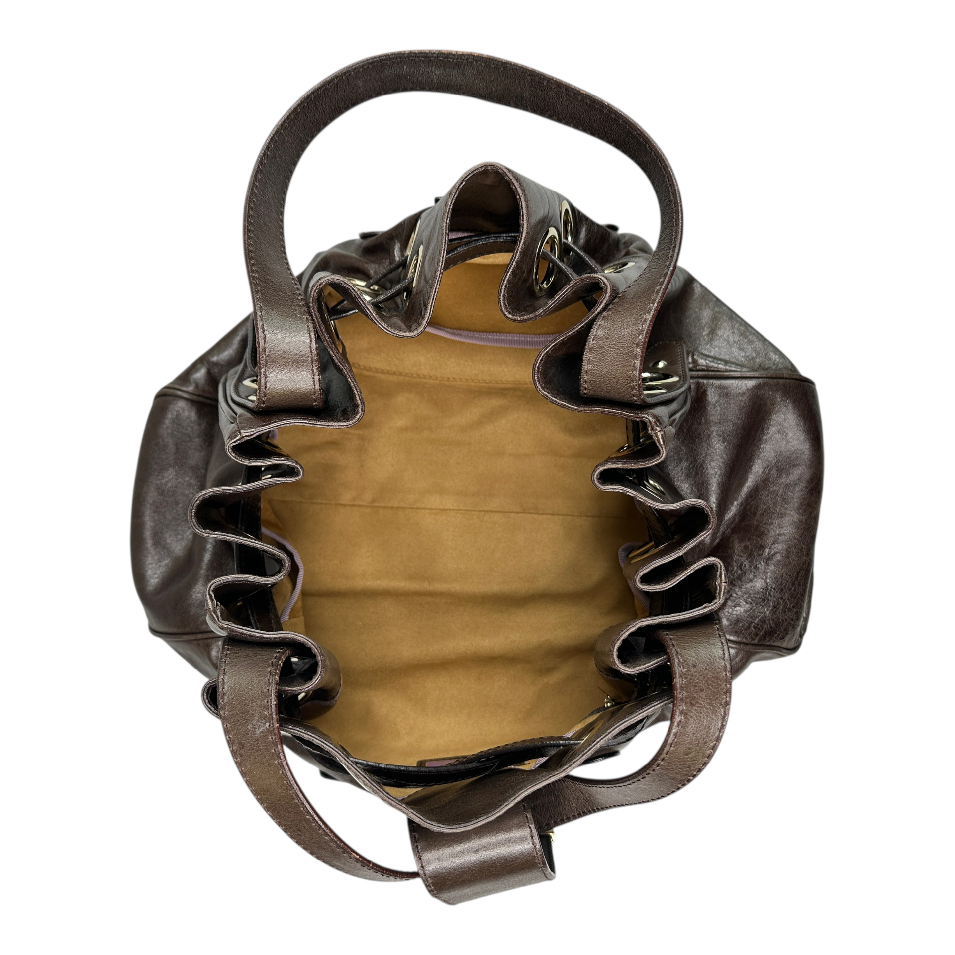JIMMY CHOO LEATHER TOTE BAG - BROWN