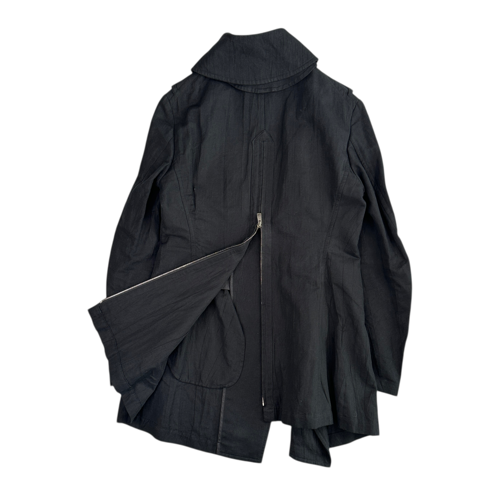 (2) Y'S YOHJI YAMAMOTO AYSMMETRIC FISHTAIL JACKET - BLACK