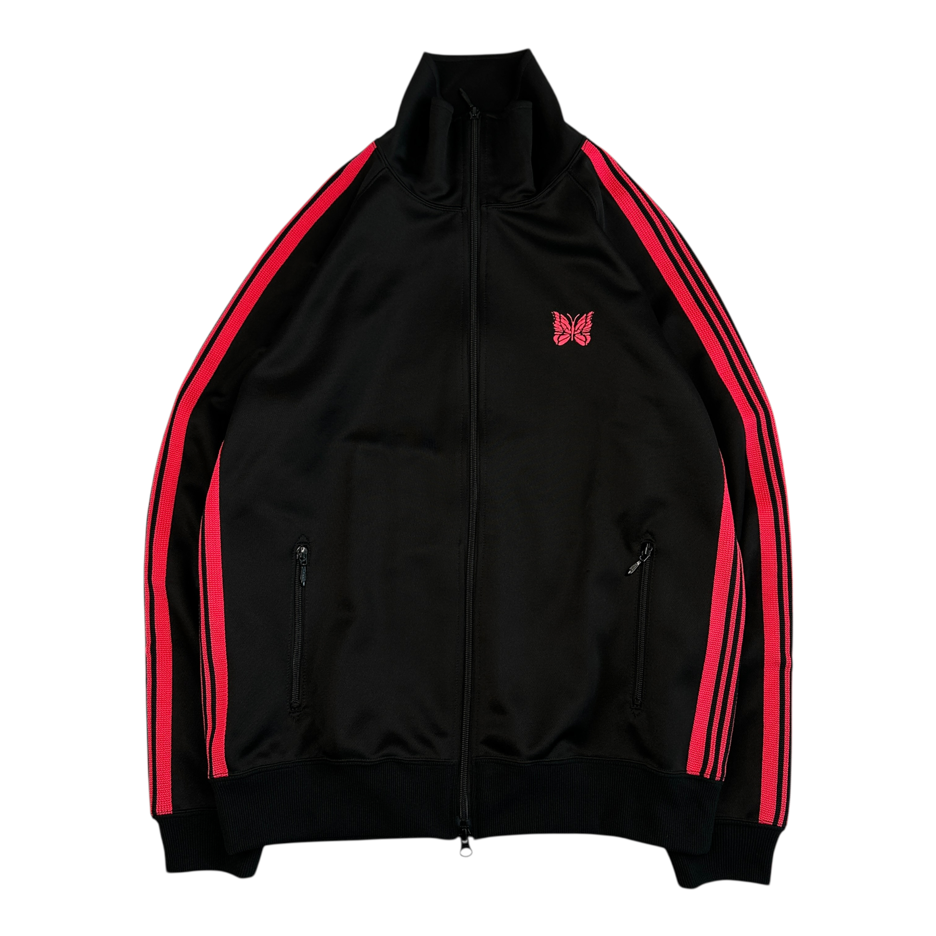 (M) NEEDLES POLY SMOOTH TRACK JACKET - BLACK/PINK