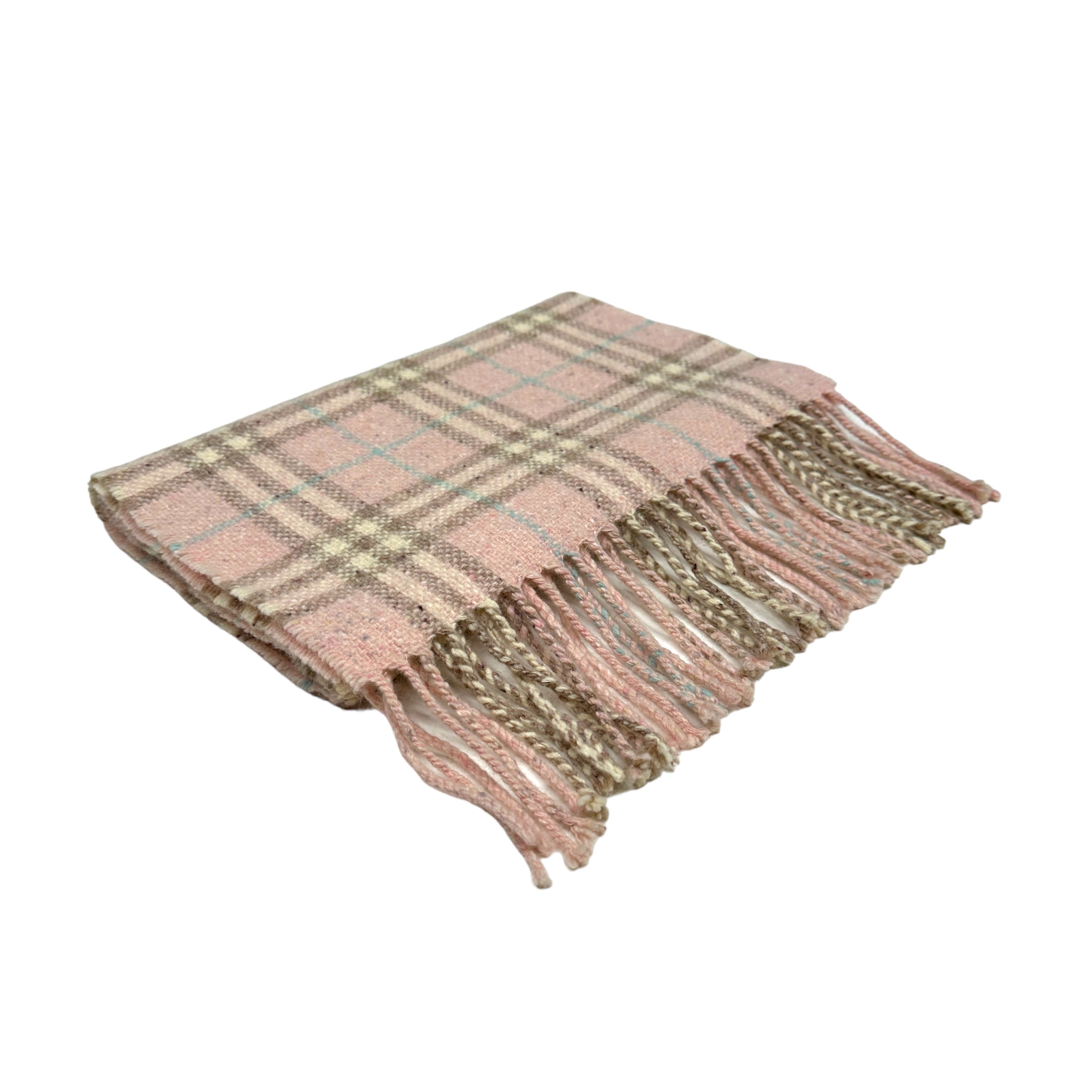 BURBERRY BABY PINK WOOL BLEND SCARF