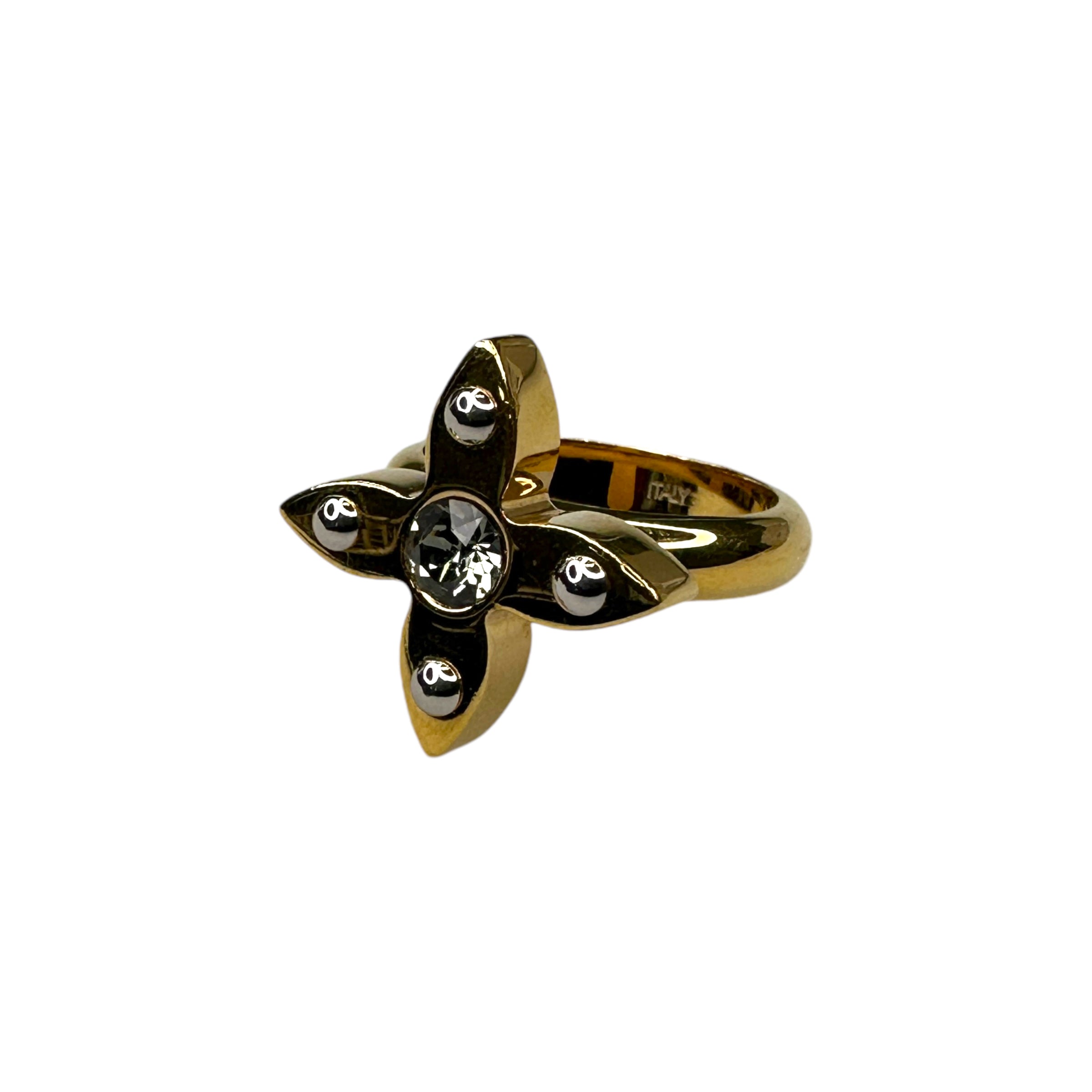 (13) LOUIS VUITTON FLORAL MOTIF RING - GOLD PLATED