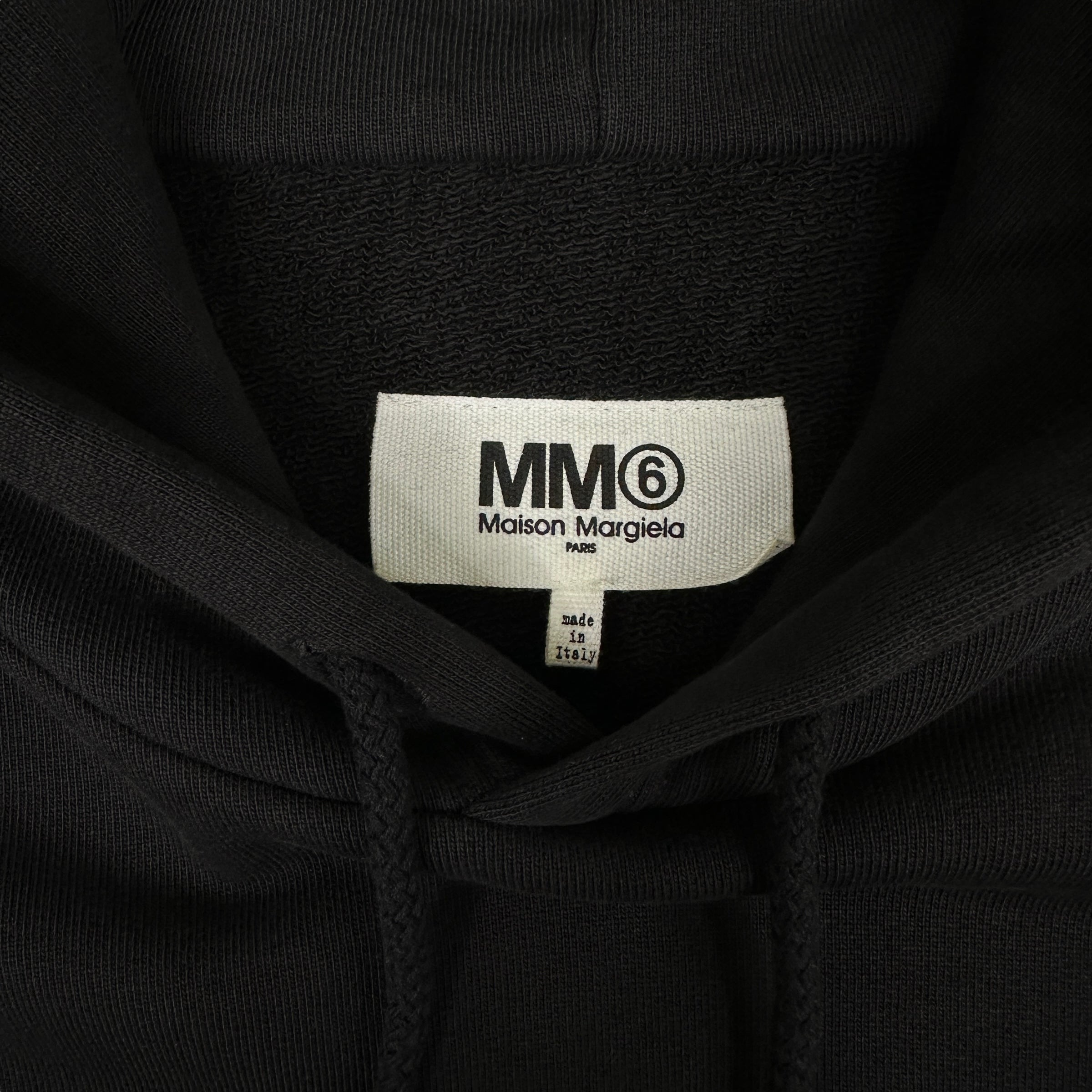 MAISON MARGIELA MM6 EMBROIDERED LOGO HOODIE - BLACK