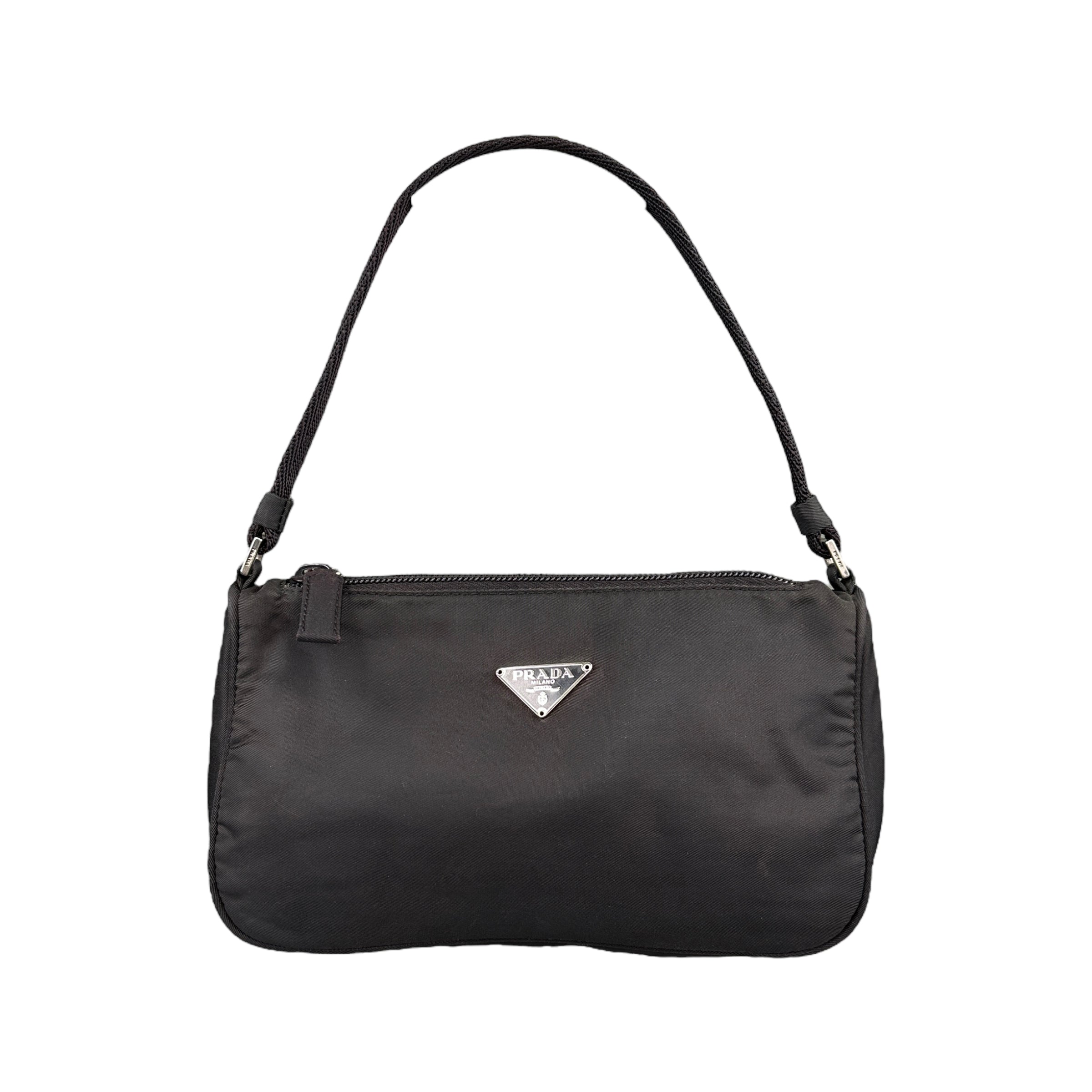 PRADA BLACK NYLON MINI POCHETTE BAG