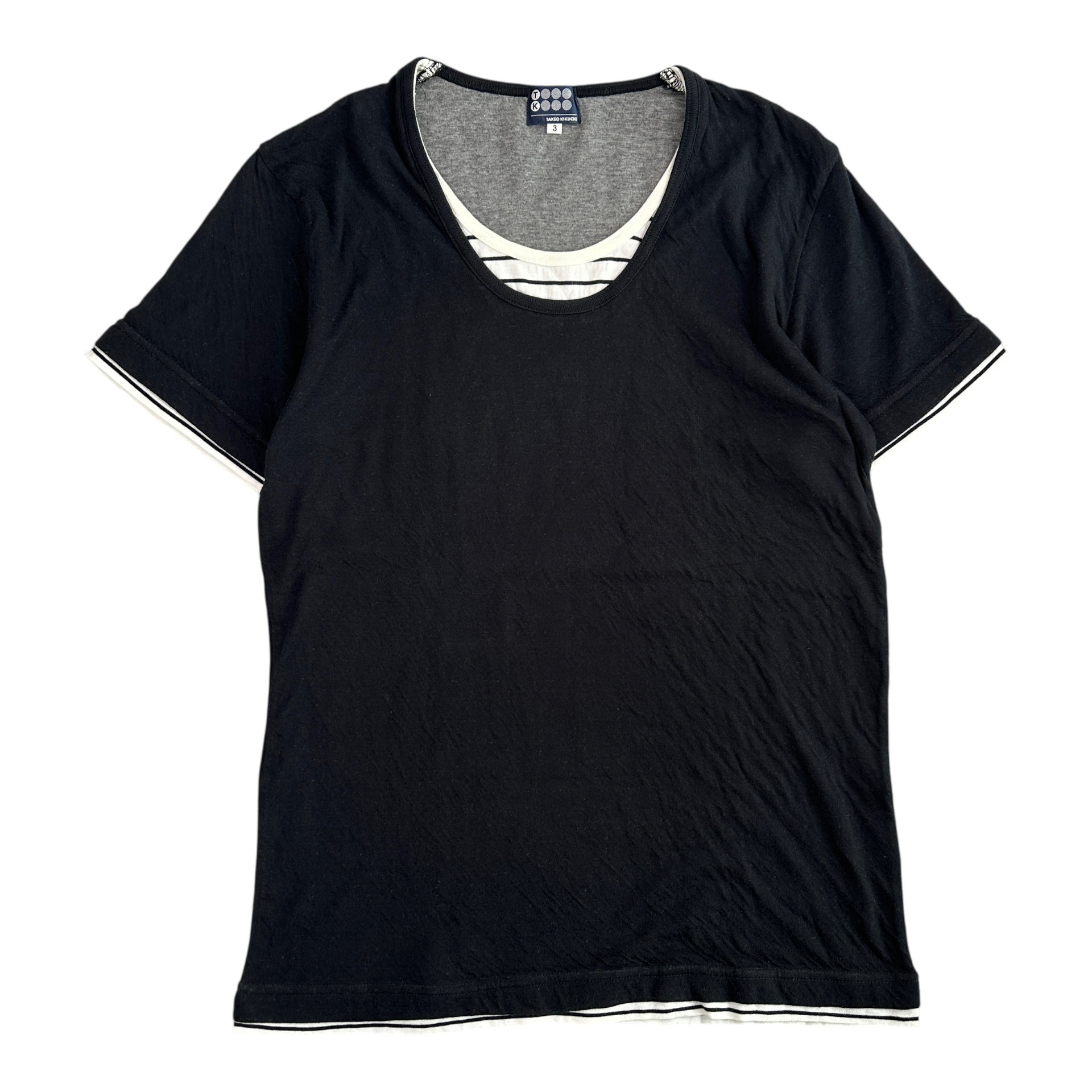 (3) TAKEO KIKUCHI DOUBLE LAYERED T-SHIRT - BLACK