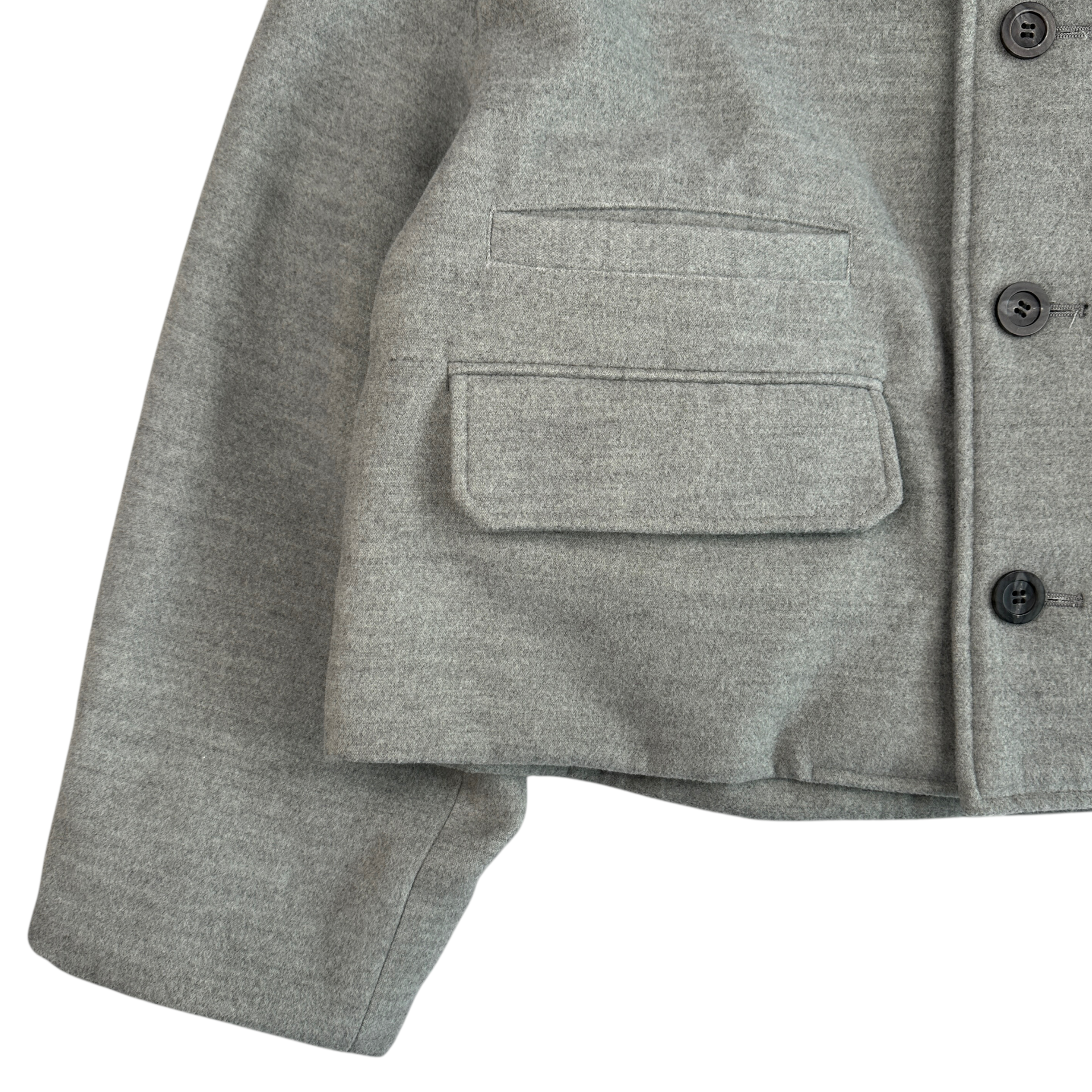 (1) VOAAOV CROPPED COLLARED JACKET - GREY