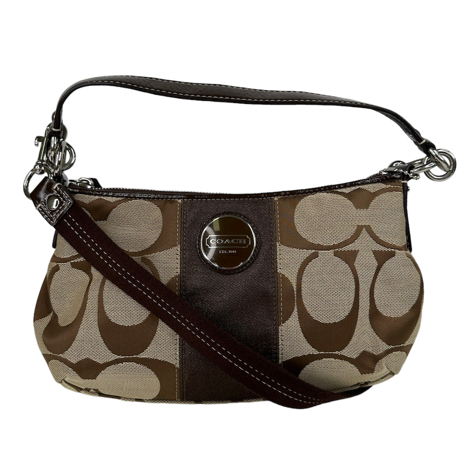 COACH canvas monogram shoulder bag with strap