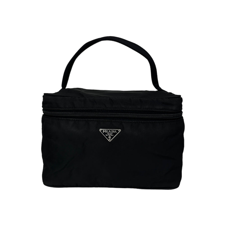 PRADA black nylon vanity bag