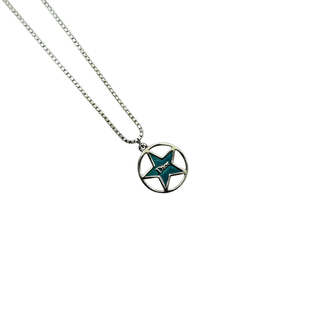DIOR BLUE STAR PENDANT NECKLACE - SILVER PLATED (BRASS)