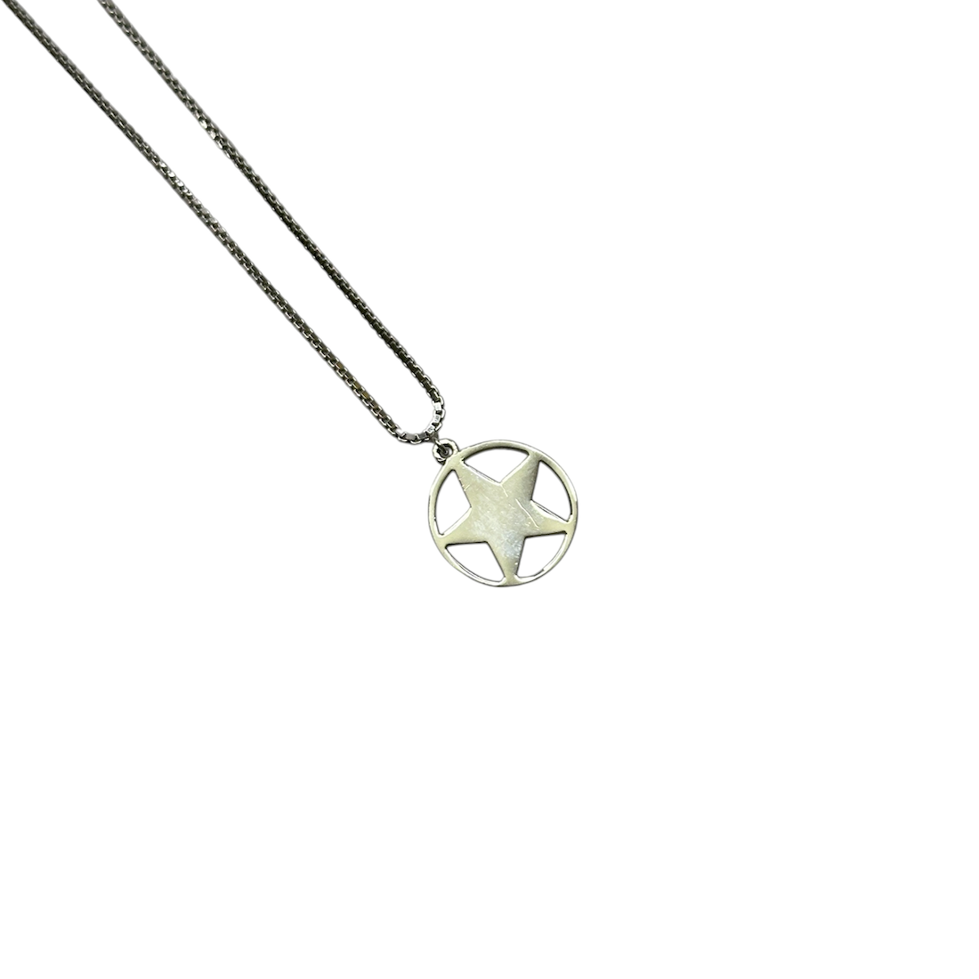 DIOR BLUE STAR PENDANT NECKLACE - SILVER PLATED (BRASS)