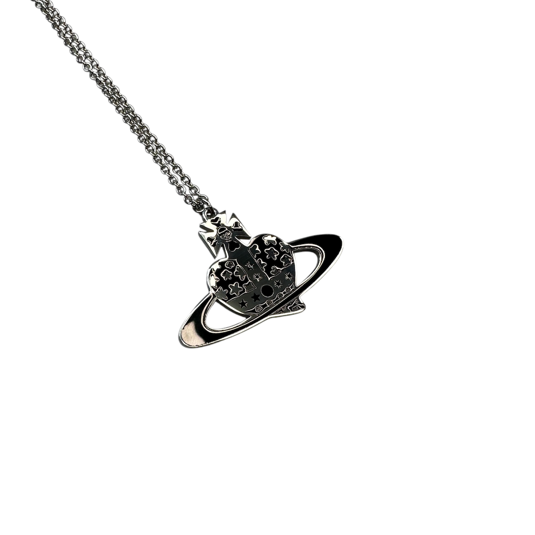 VIVIENNE WESTWOOD FLAT HEART ORB NECKLACE - SILVER PLATED (BRASS)