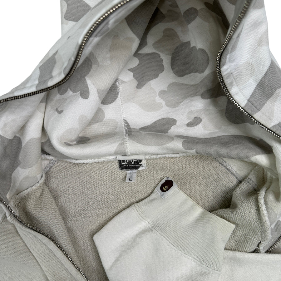 BAPE white colourblock full zip hoodie (L)