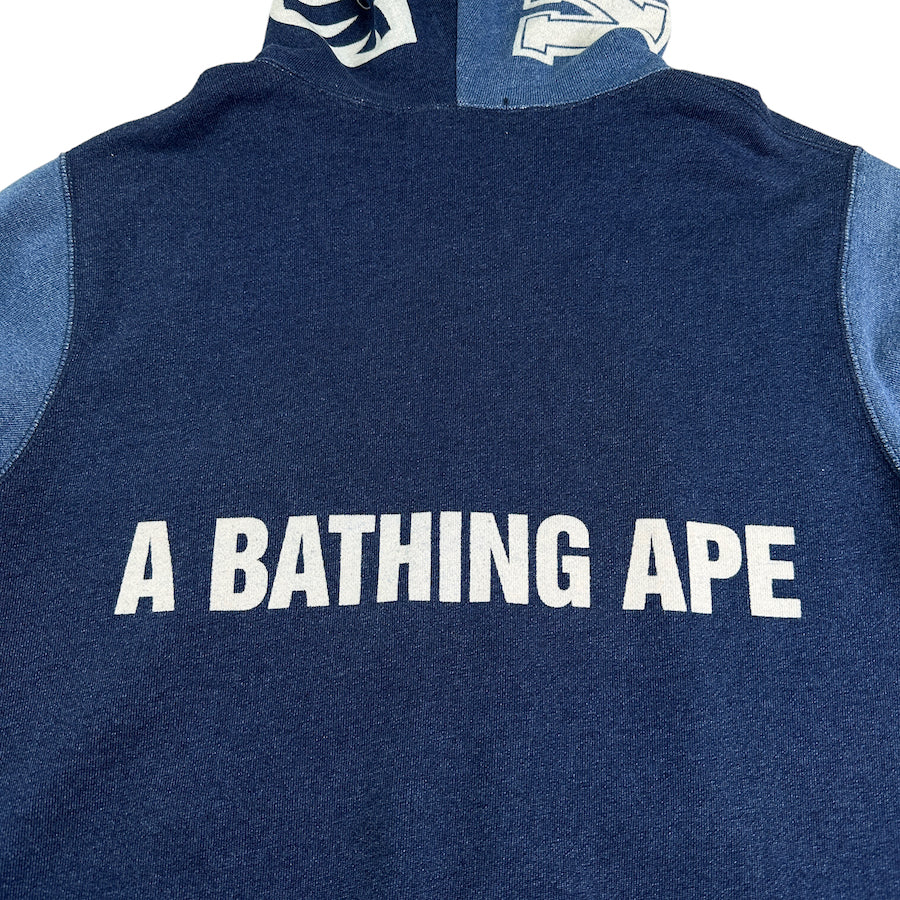 BAPE denim-tone full zip shark hoodie (M)