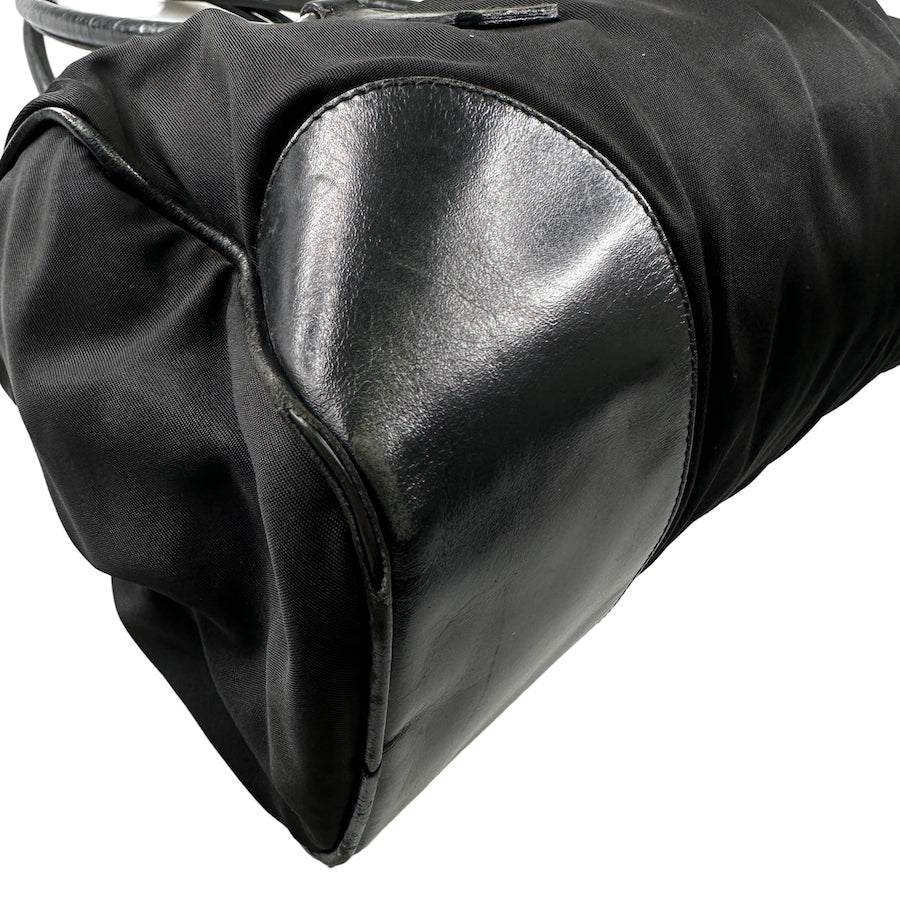 PRADA black nylon / leather shoulder bag