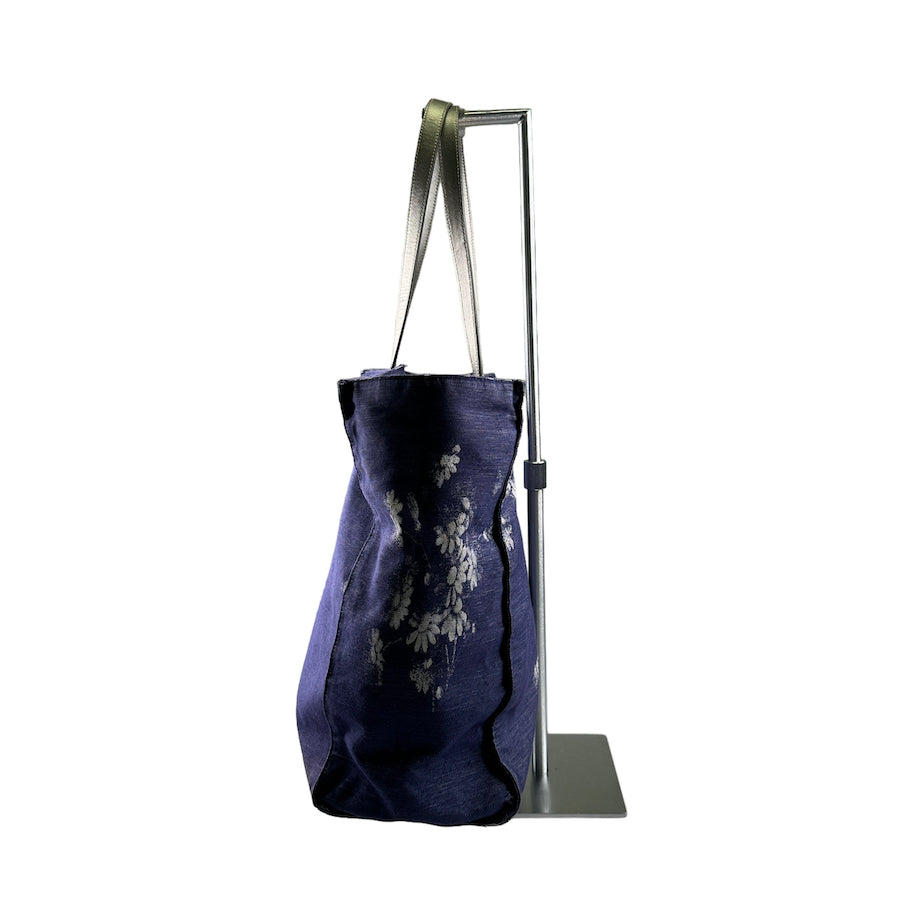 PRADA flower canvas tote bag - blue/silver