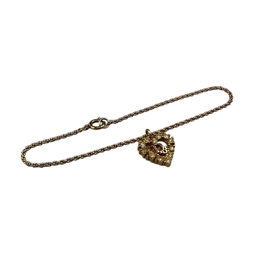 DIOR rhinestone heart charm bracelet