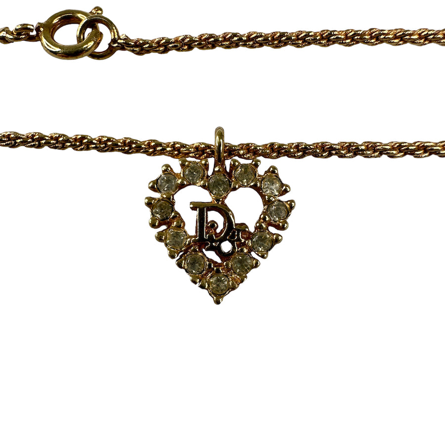 DIOR rhinestone heart charm bracelet