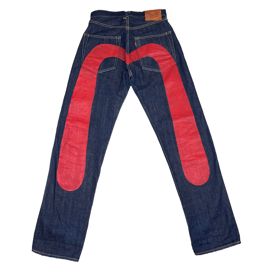 EVISU LOT 2001 RED DAICOCK DENIM