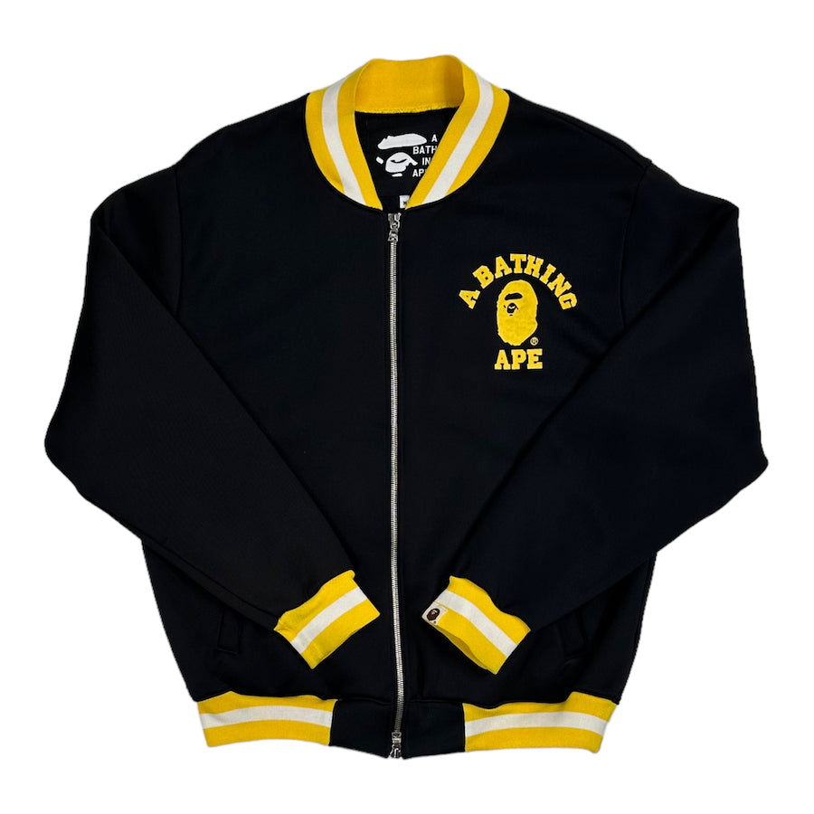 BAPE college logo varsity jacket - black/yellow (M)