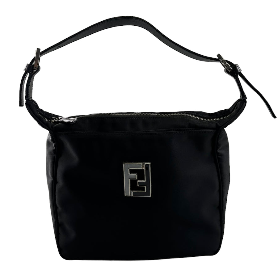 FENDI black nylon shoulder bag