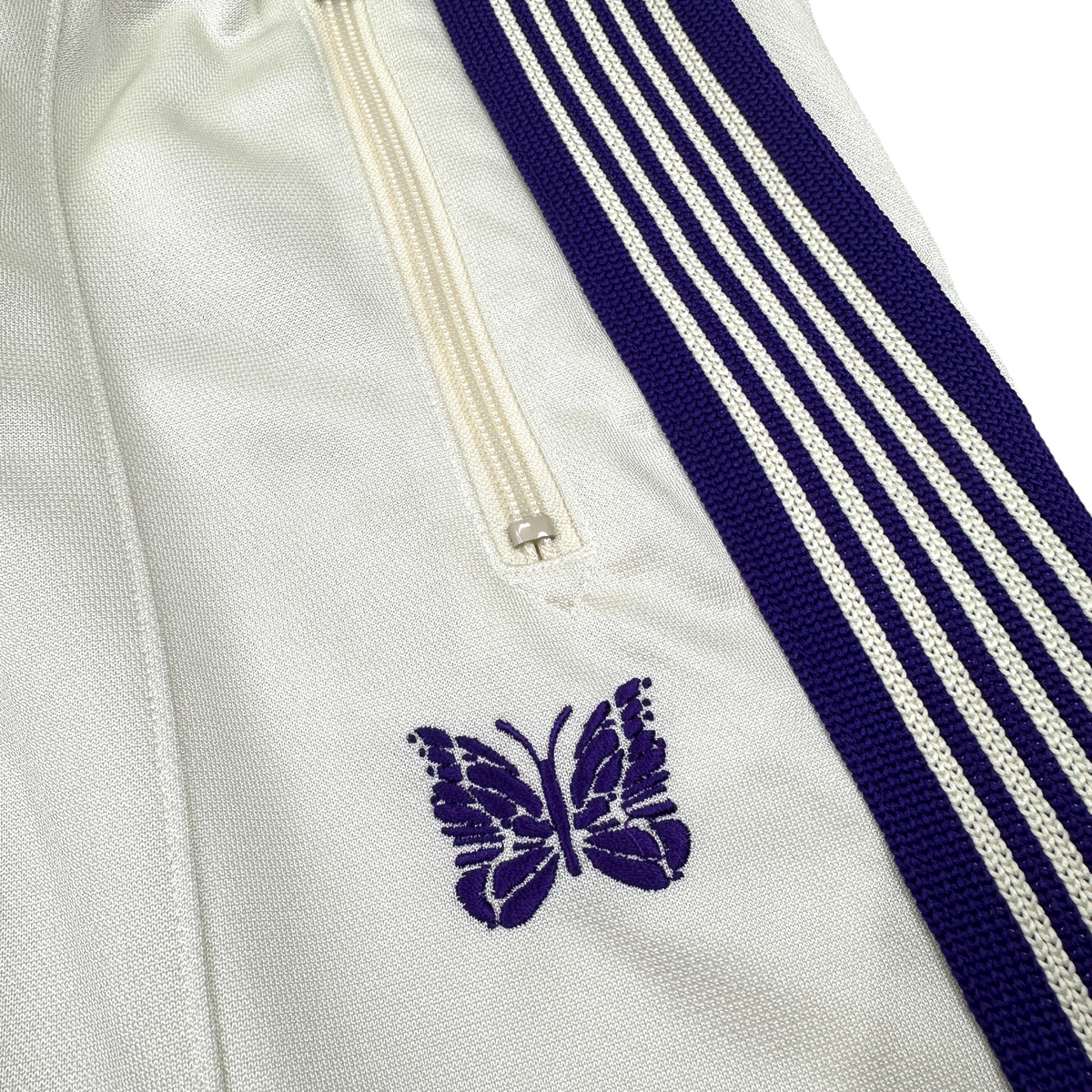 (NEW) NEEDLES H.D TRACK PANTS - WHITE / PURPLE
