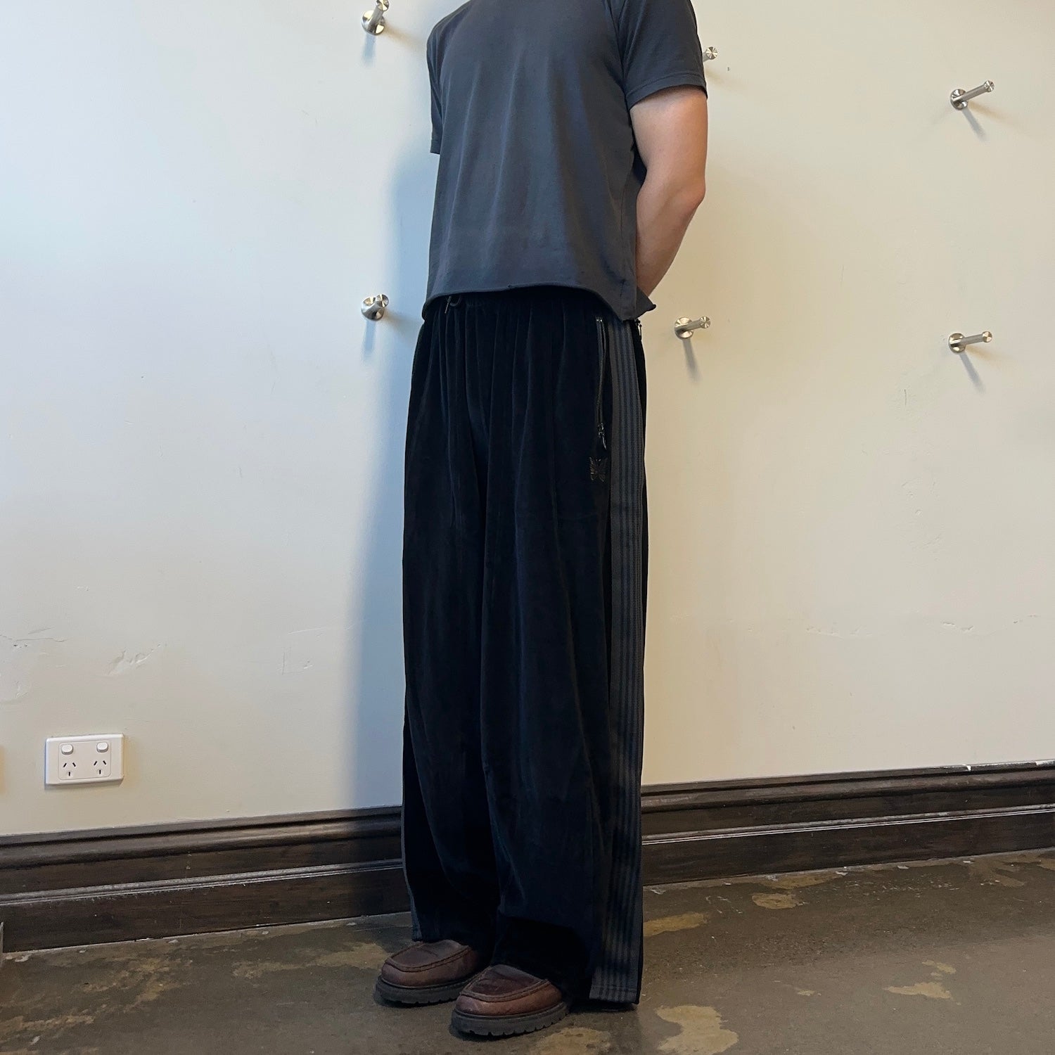 (NEW) NEEDLES H.D. VELOUR TRACK PANTS - BLACK