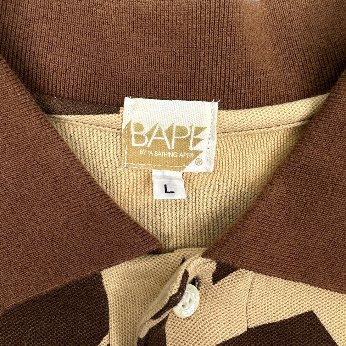 (L) BAPE 2000s STA POLO - BROWN