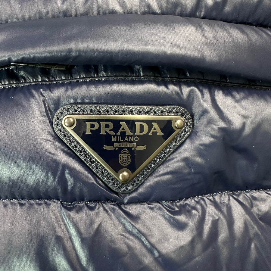 PRADA 2015 chest badge down vest - navy