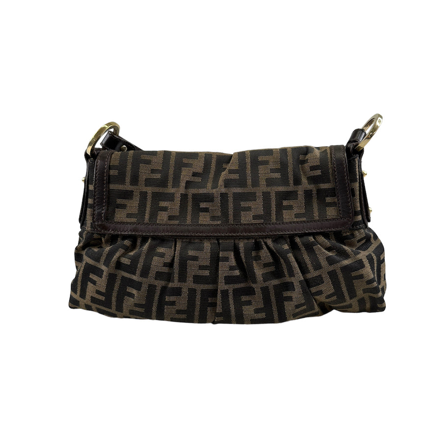 FENDI zucca canvas flap shoulder bag