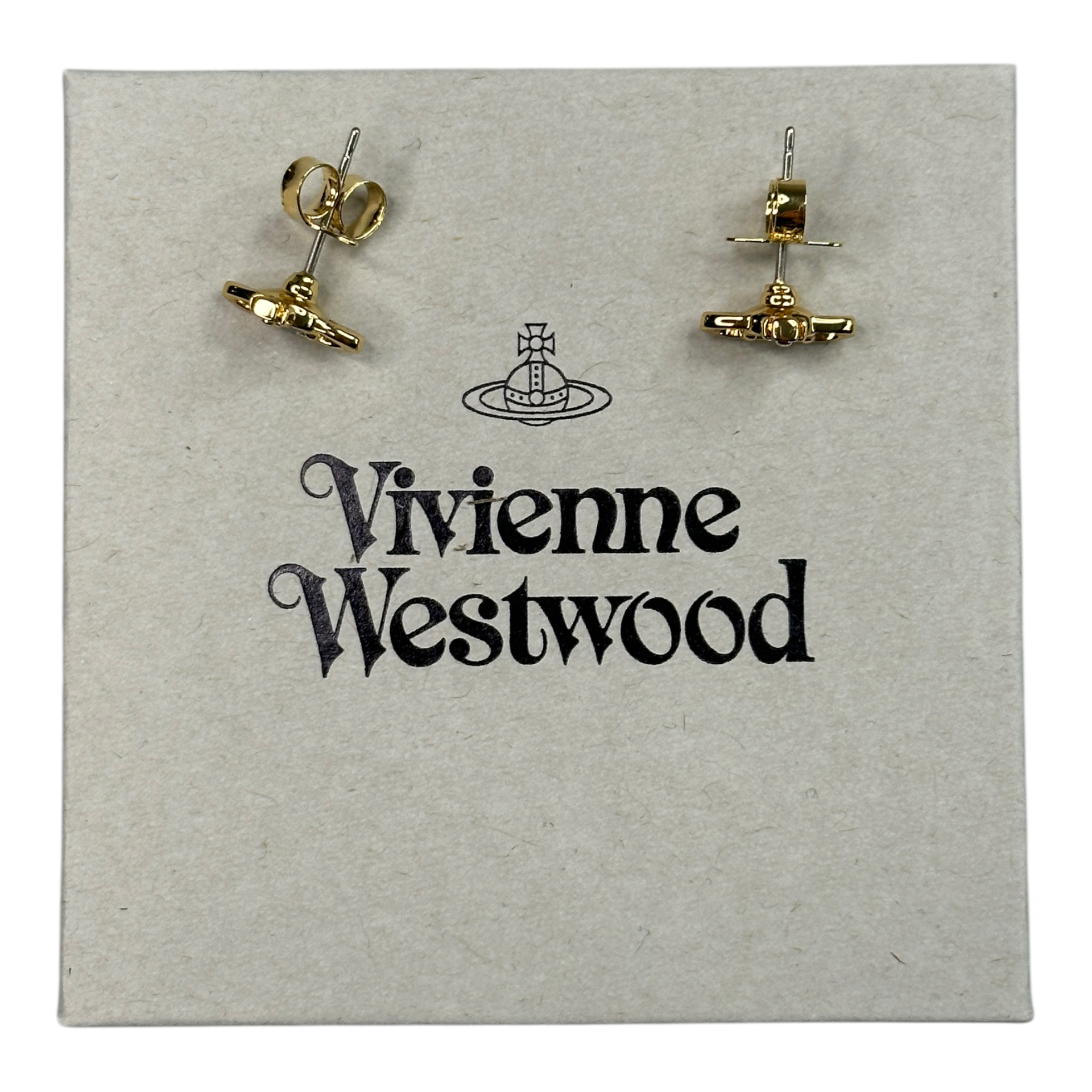 (NEW) VIVIENNE WESTWOOD NANO SOLITAIRE EARRINGS - GOLD (BRASS)