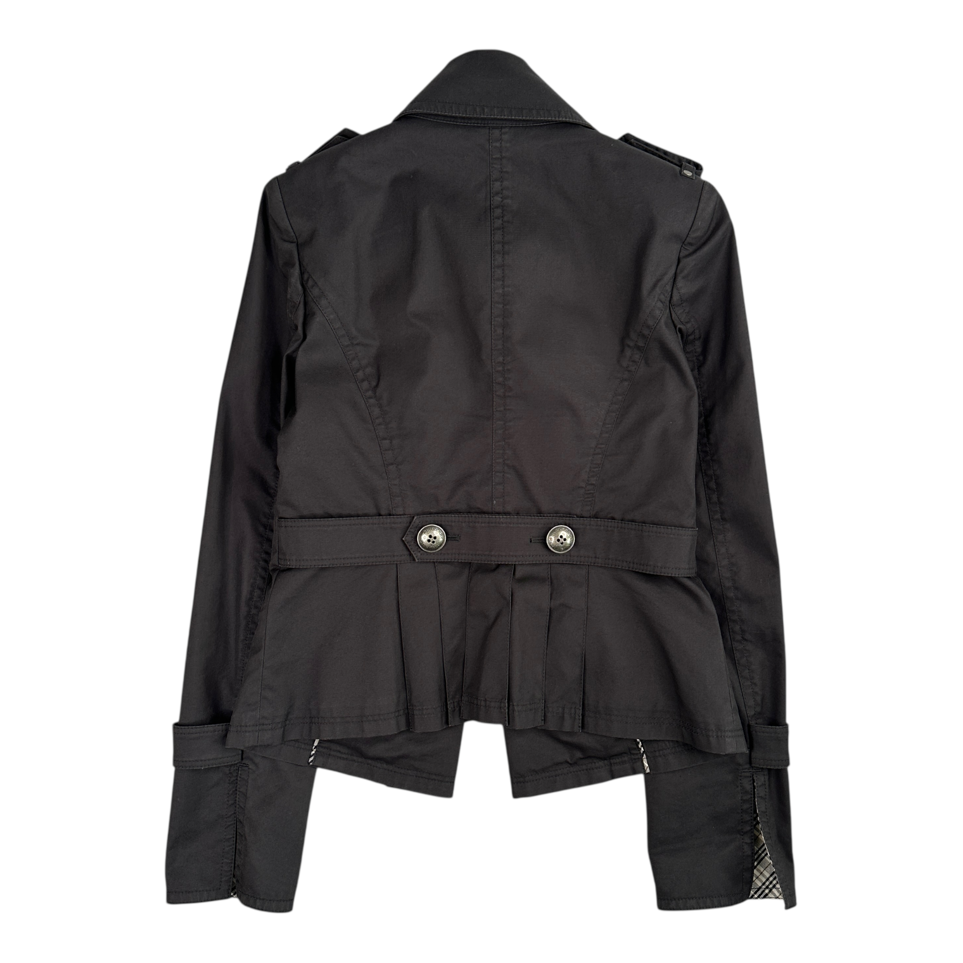 (38) BURBERRY BLUE LABEL DOUBLE BREASTED COAT - BLACK