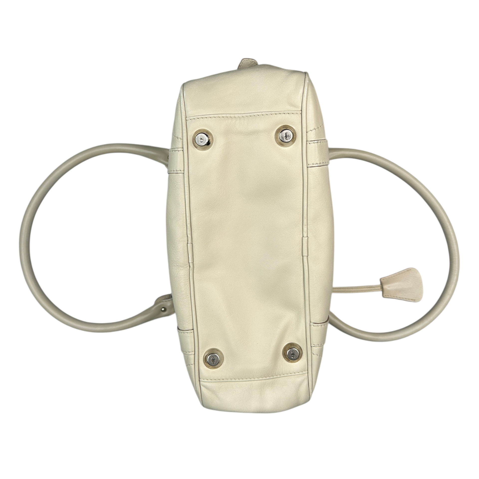 DIOR 2006 INITALS LEATHER TOP HANDLE TOTE BAG - CREAM