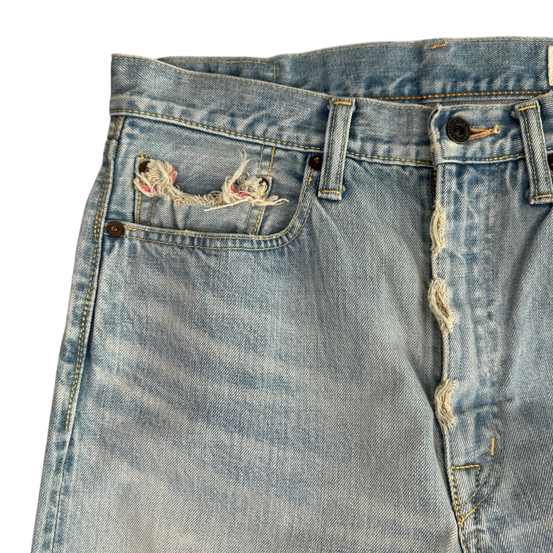 (32) KAPITAL PAINT SPLATTER LIGHT WASH DENIM