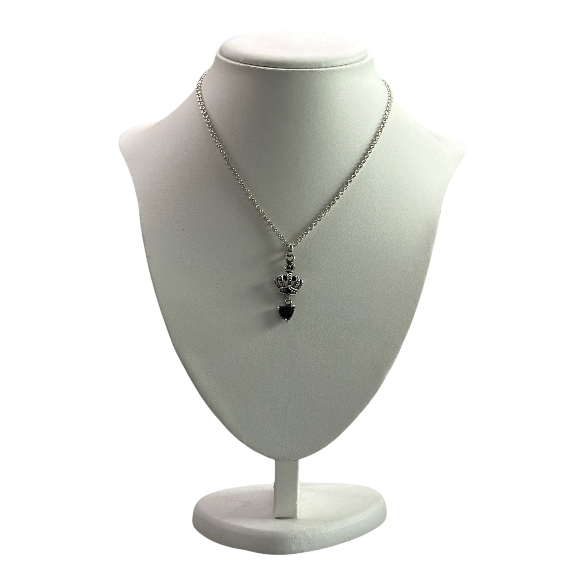 ROYAL ORDER CROWN & DROP RHINESTONE NECKLACE - 925 SILVER