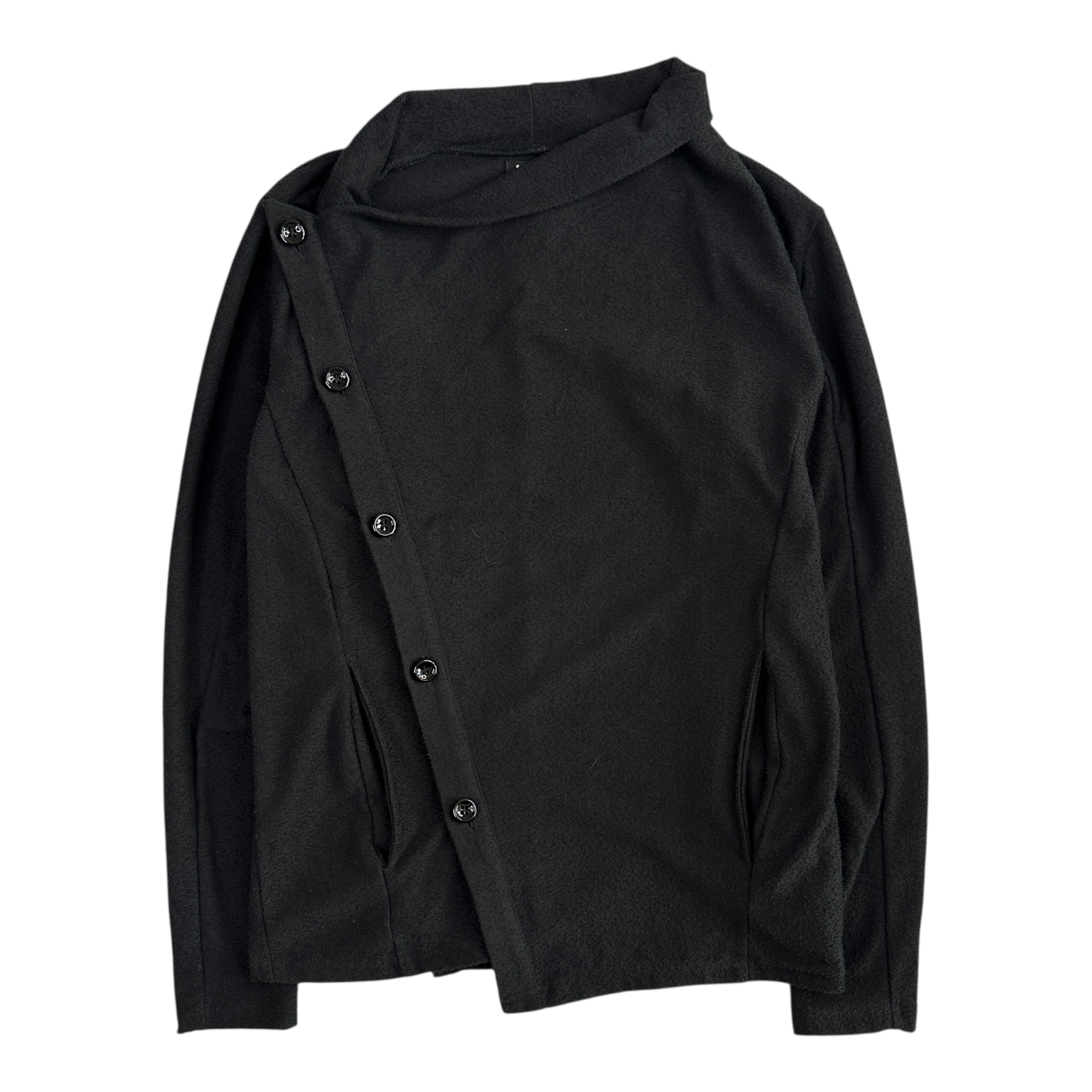 (S) SEMANTIC DESIGN AYSMMETRIC BUTTON-UP JACKET - BLACK