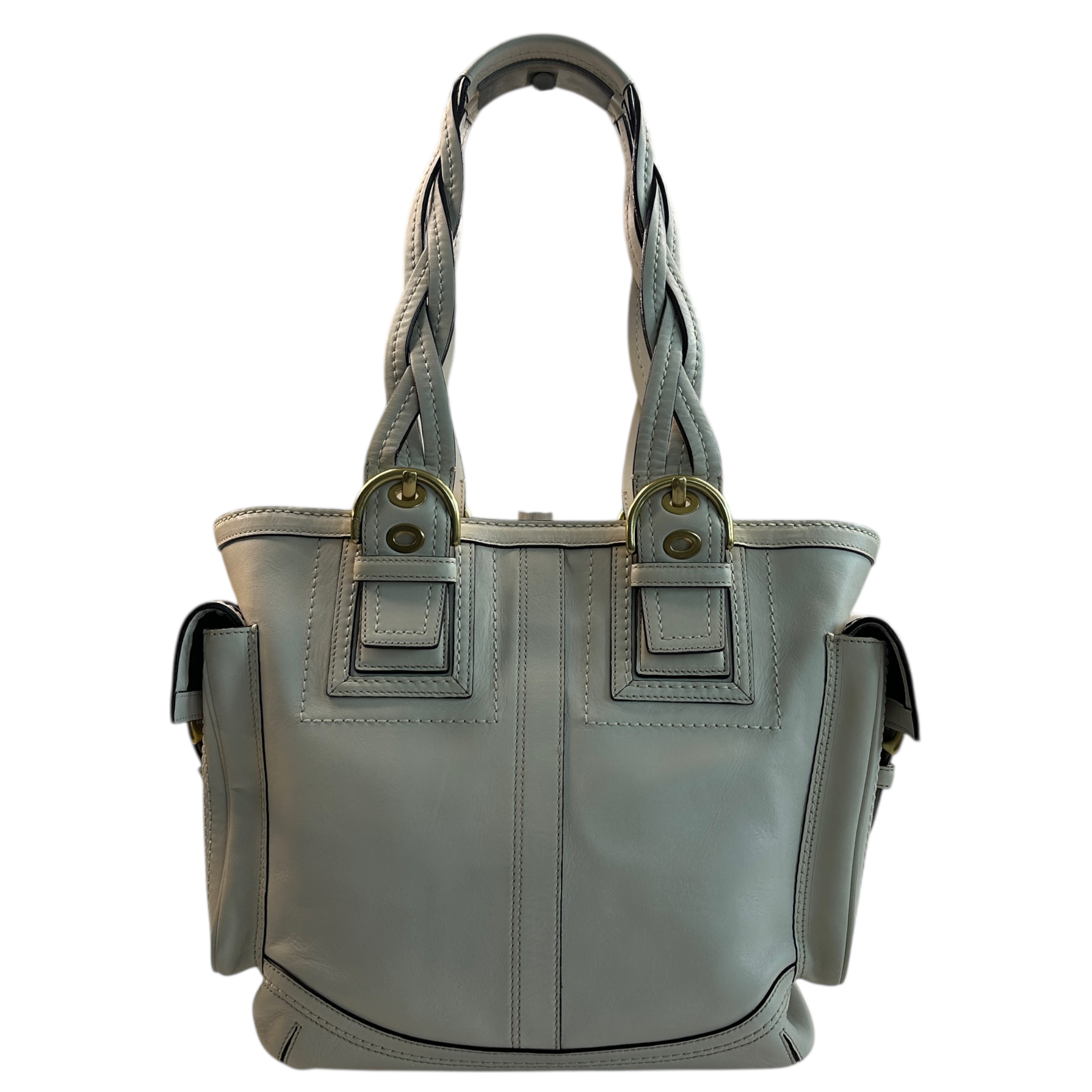 COACH LEATHER TOTE BAG - CREAM