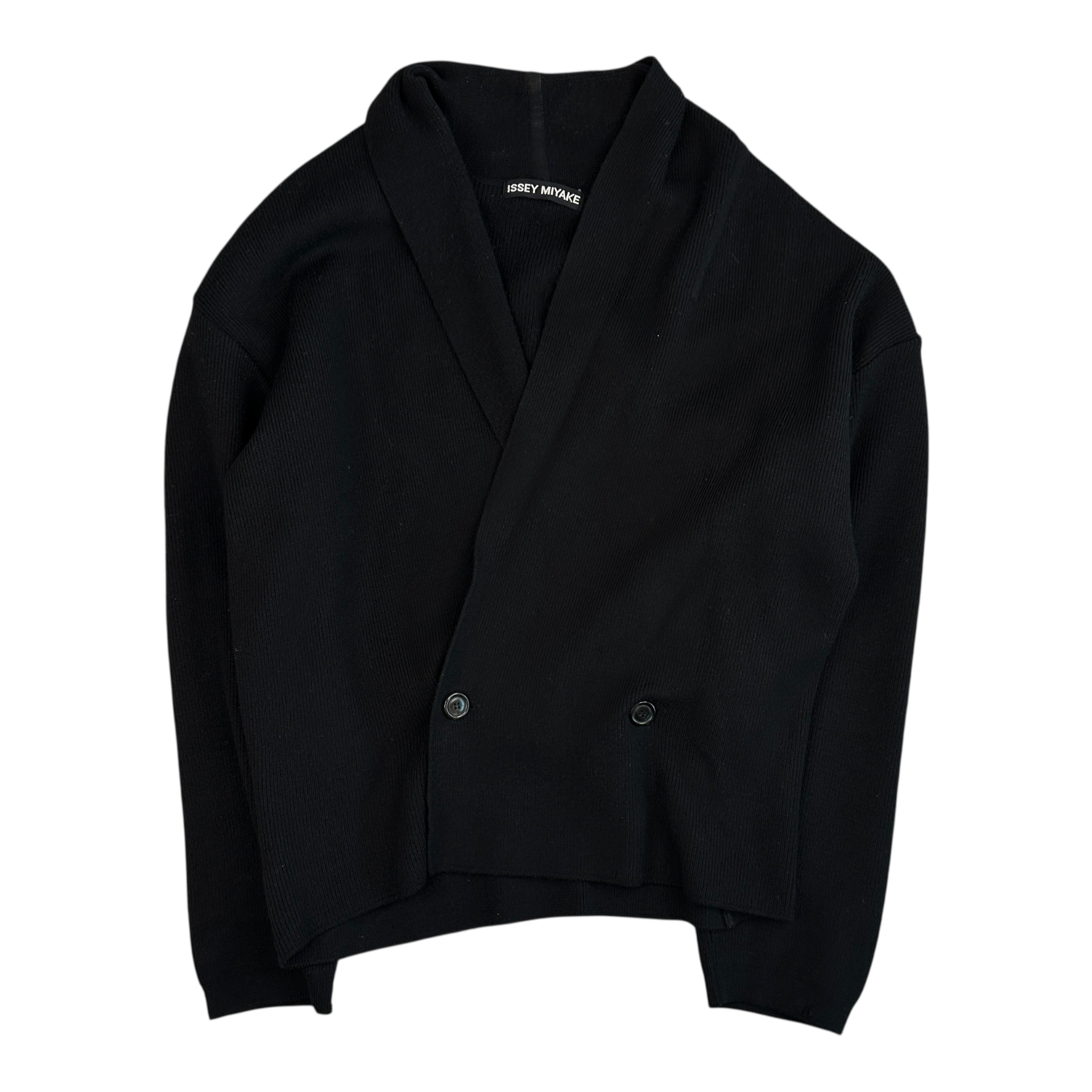 (M) ISSEY MIYAKE WOOL CARDIGAN - BLACK