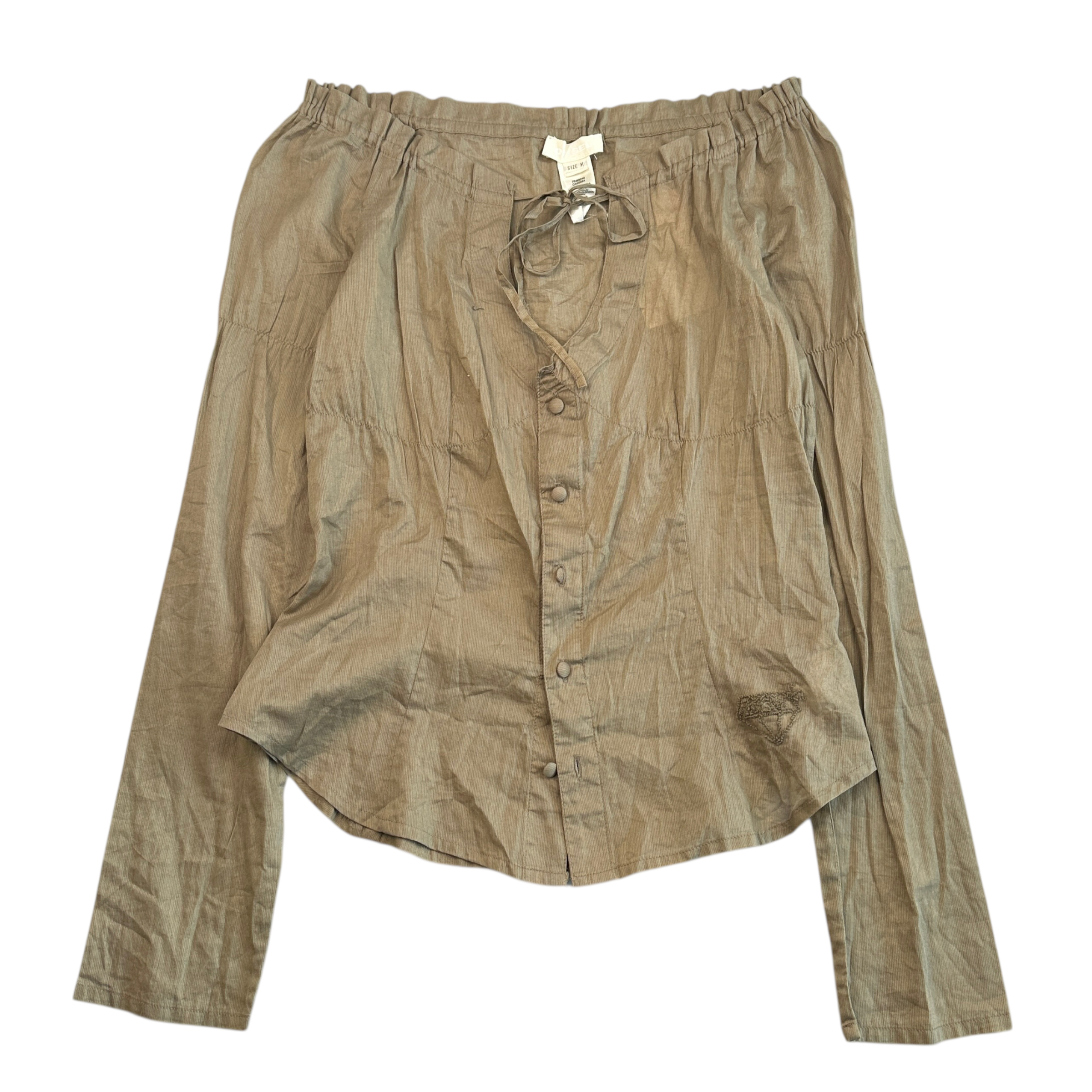 (NEW) (M) DIESEL RUFFLED BLOUSON TOP - KHAKI