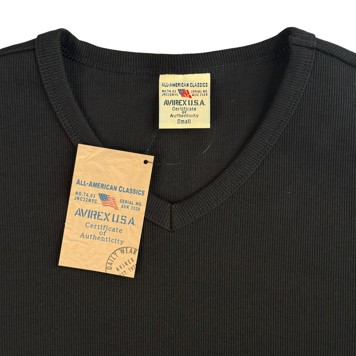 (NEW) AVIREX EVERY DAY LONG SLEEVE V NECK - BLACK