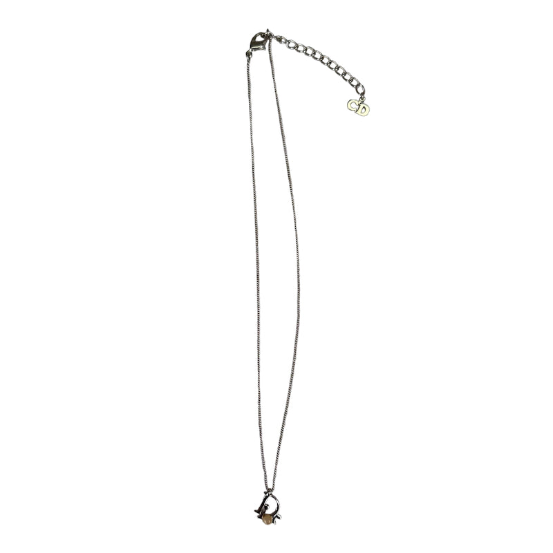 DIOR FAUX PEARL CLASSIC LOGO NECKLACE