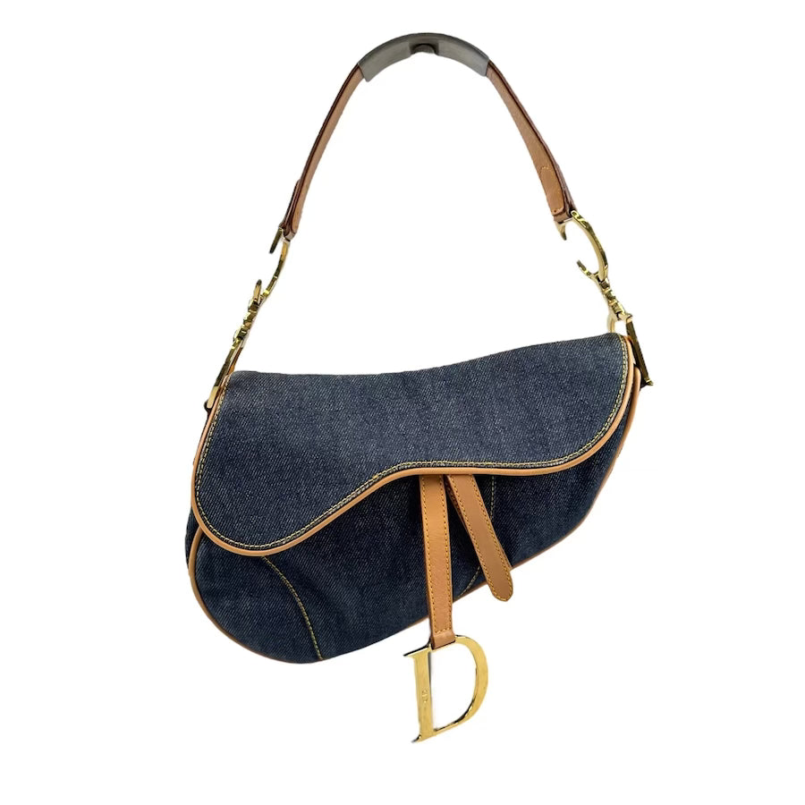 DIOR DENIM & LEATHER SADDLE BAG