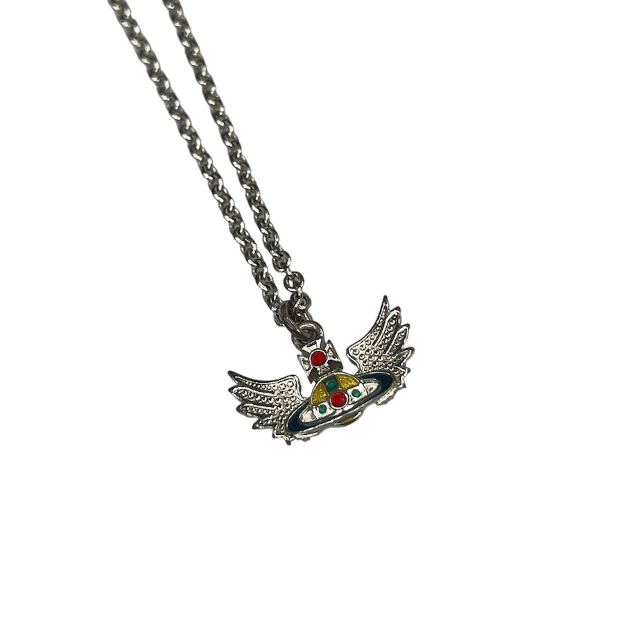 (RARE) VIVIENNE WESTWOOD WINGED-ORB SILVER-PLATED NECKLACE