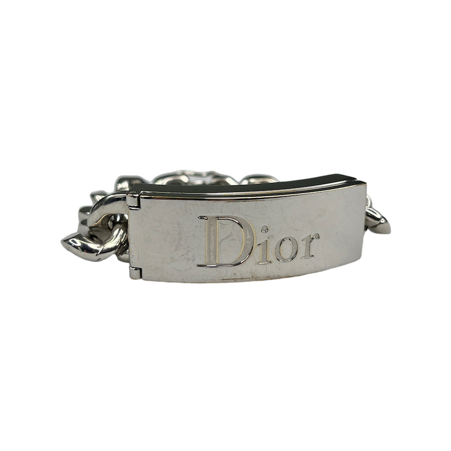 (FLAWED CLASP) DIOR SILVER CHAIN BRACELET W/ COMPARTMENTS