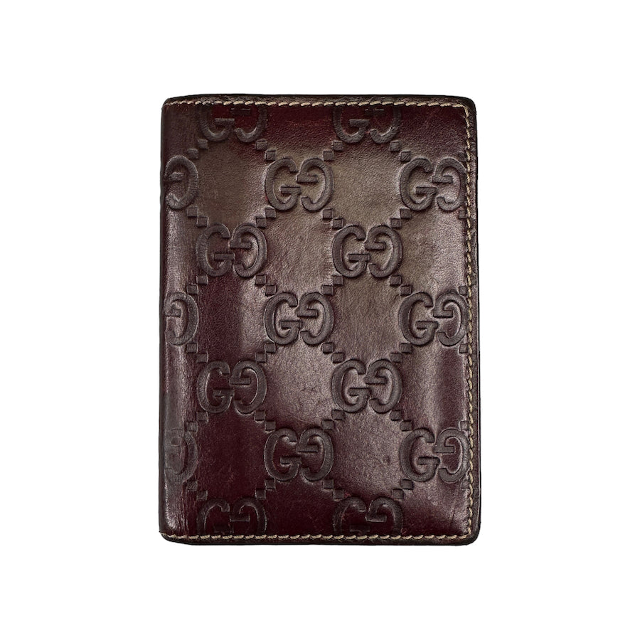 GUCCI BROWN LEATHER GG BI-FOLD CARD HOLDER