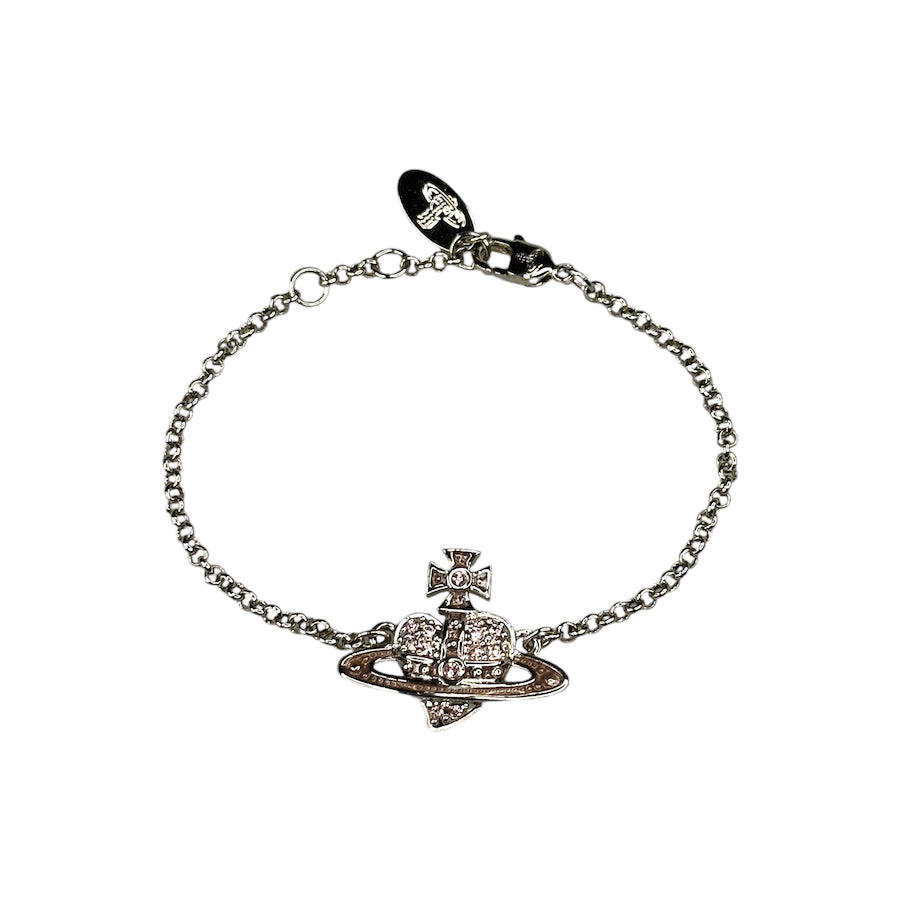 VIVIENNE WESTWOOD REVERSE HEART BRACELET - PLATINUM ROSE & LIGHT PINK