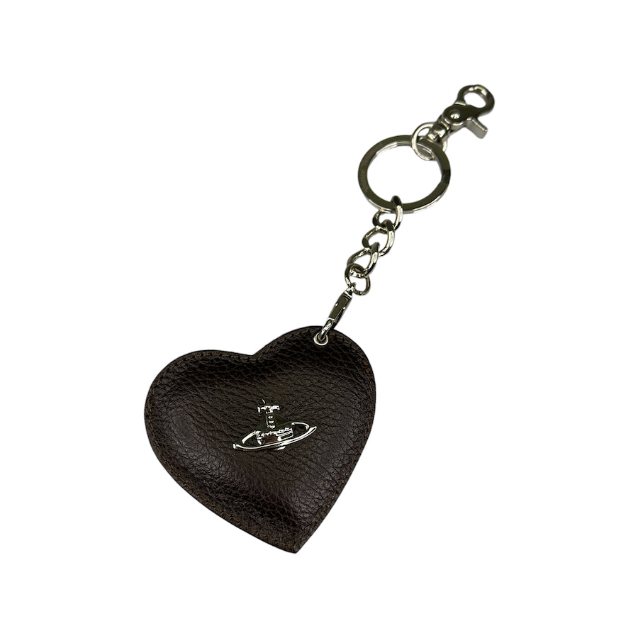 VIVIENNE WESTWOOD LEATHER HEART & ORB KEYCHAIN