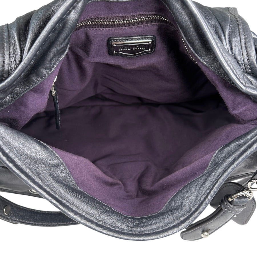 MIU MIU BLACK COFFER SHOULDER BAG
