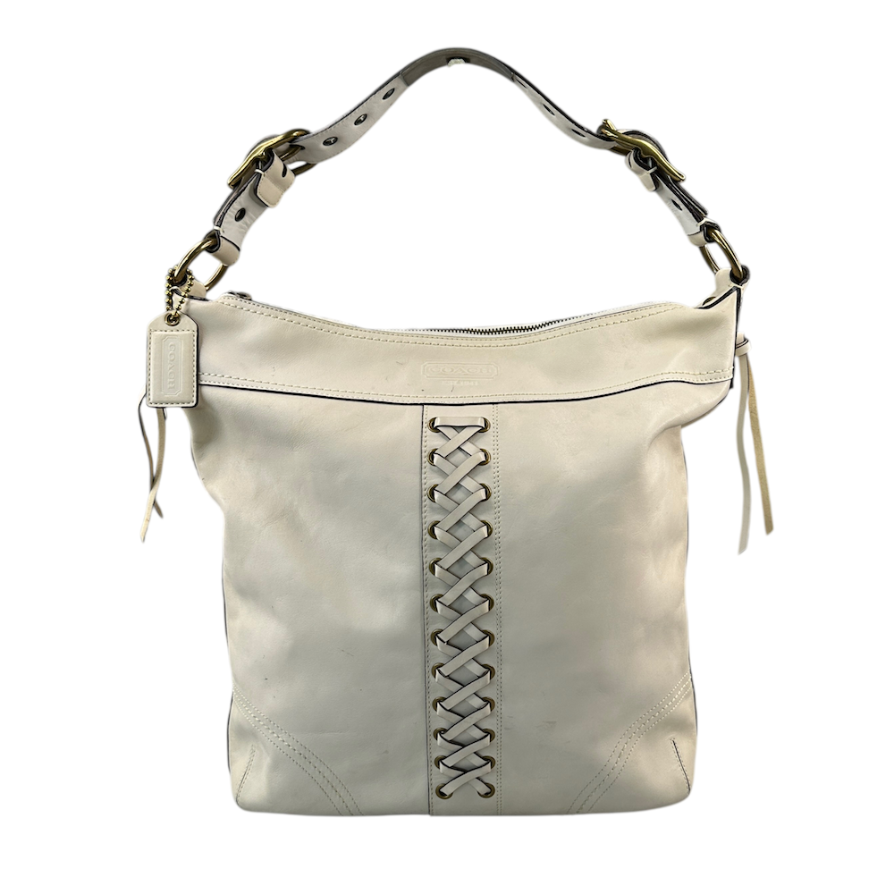 COACH FRONT-LACE SHOULDER BAG - CREAM